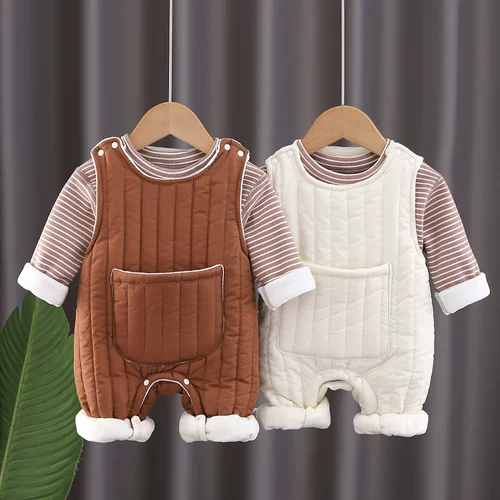 Детский комплект, демисезонный флисовый удерживающий тепло раздельный комбинезон для раннего возраста с пухом для выхода на улицу