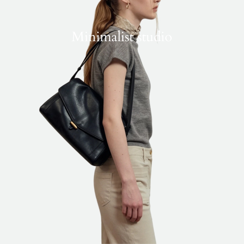 Lememe Korean Niche Design Bag Genuine Leather Retro Flap Messenger Bag Large Capacity Commuter Shoulder Crossbody Bag Lememe Korean Niche Design Bag Genuine Leather Retro Flap Messenger Bag Large Capacity Commuter Shoulder Crossbody Bag