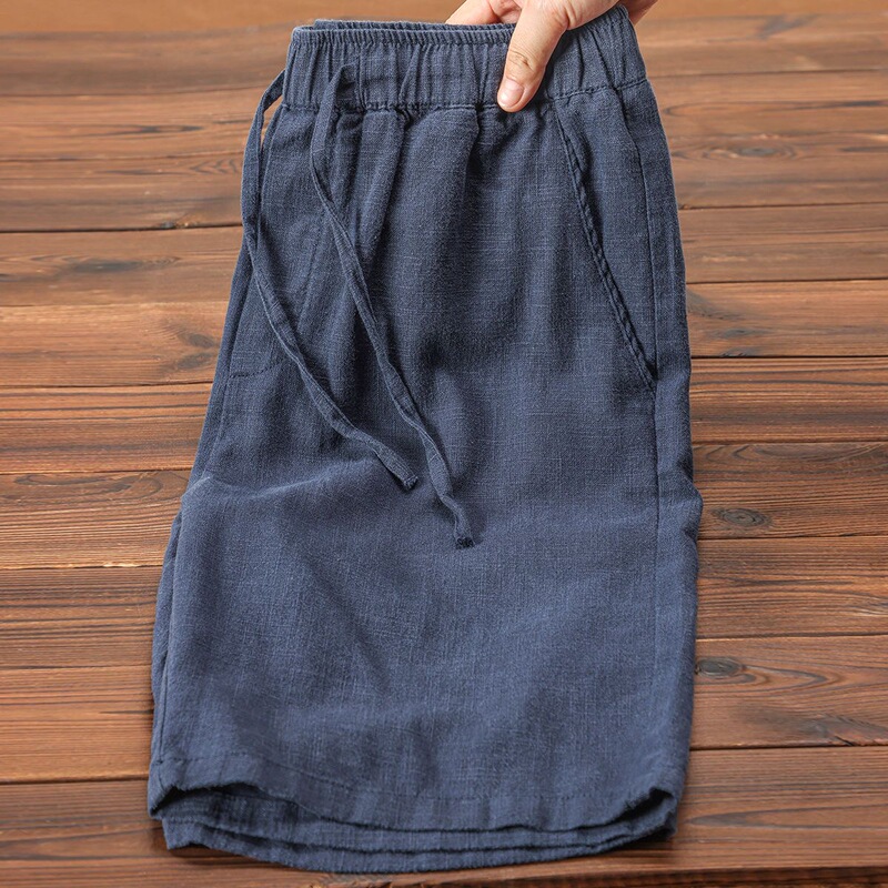 Summer Linen Shorts for Men, Chinese Style Casual Shorts, Trendy Retro Cotton-Linen Beach Shorts, Men's Home Sleep Shorts Summer Linen Shorts for Men, Chinese Style Casual Shorts, Trendy Retro Cotton-Linen Beach Shorts, Men's Home Sleep Shorts