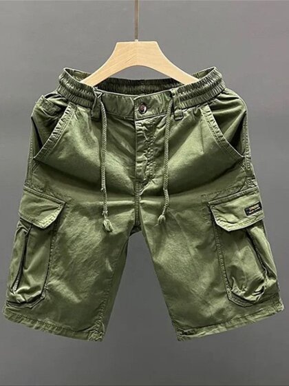 余文乐复古潮牌宽松休闲水洗五分裤重磅纯棉大口袋工装短裤中裤男