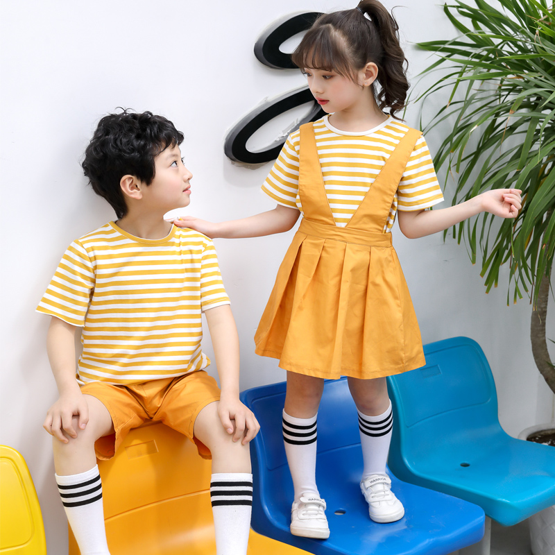 Kindergarten Garden clothes Summer clothes new Inlenfeng Wind teacher clothes Children's class clothes cotton performance suit Suit Elementary School Uniforms