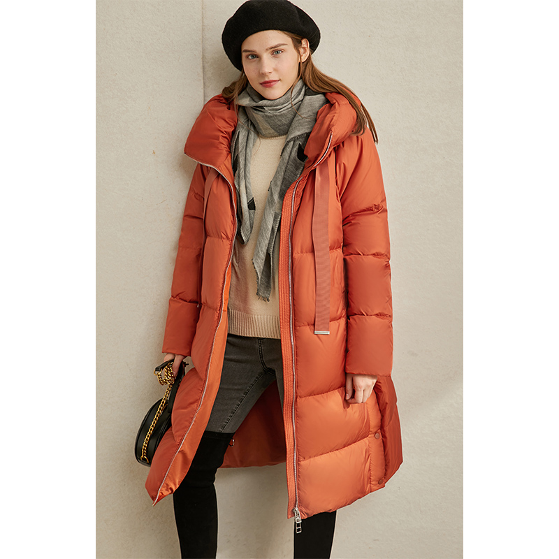 AMII Minimalist vịt xuống áo khoác nữ 2019 Winter New Straight Hood Thêm Ấm Coat Coat dài