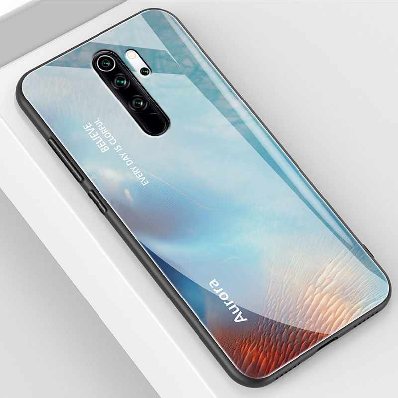 Red Rice Note8pro & Water Wave BlueRed rice note8 Mobile phone shell Redmi   note8 pro Glass Protective shell redmi   not8por All inclusive Fall prevention ultrathin noto8 Soft and hard silica gel millet Shell men and women originality personality tide