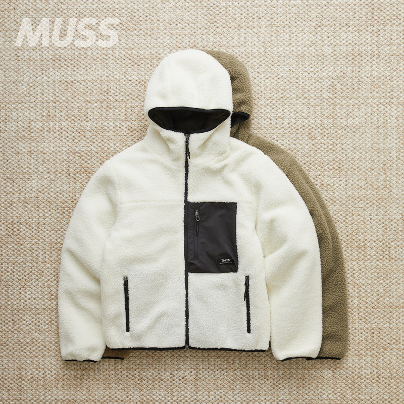 In Stock Taion Mountain W-Zip Boa Outdoor Mountain-Style Fleece Patchwork Warm Jacket