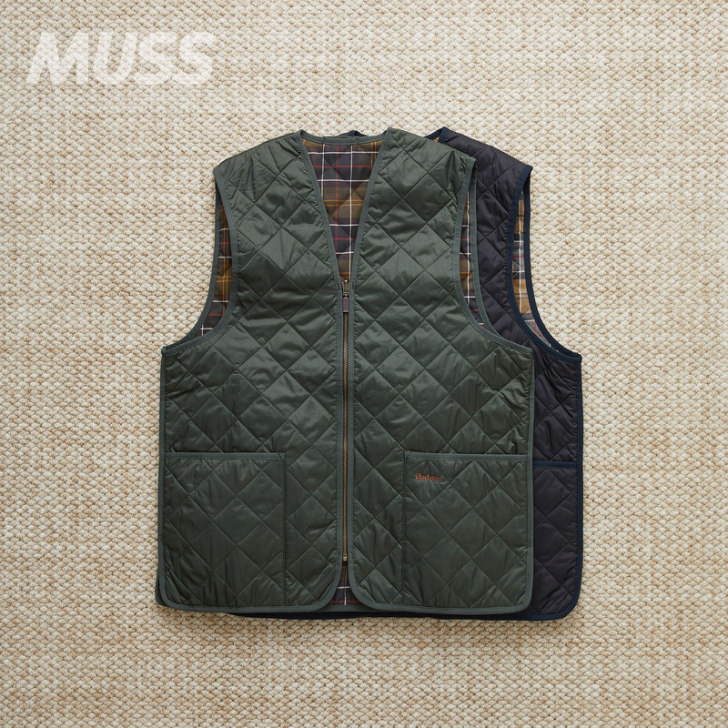 In Stock Barbour Quilted Waistcoat Retro Plaid Warm Quilted Cotton Vest 25Aw