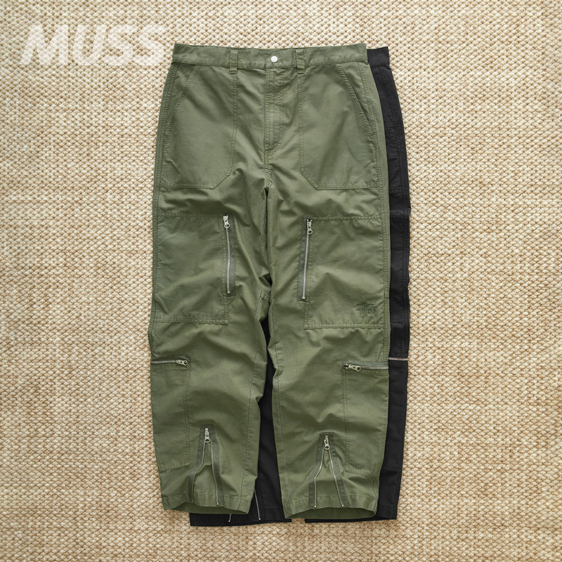 In-Stock Stussy Nyco Flight Pant Stussy Anti-Tear Patchwork Zipper Flight Pants