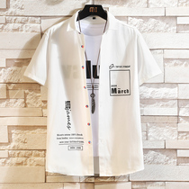 Boy white shirt short sleeve shirt CUHK children white inch cardiovert primary and middle school students foreign air thin and half sleeve shirt man