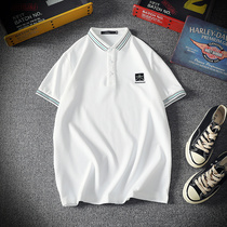 Boy short sleeve T-shirt pure cotton 13-15 year old CUHK Childrens pure colour Fat boy turned over short sleeve polo shirt man