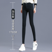Long pants womens tall spring and autumn 175 high waist slim outside wear leggings plus velvet small black pants womens pants