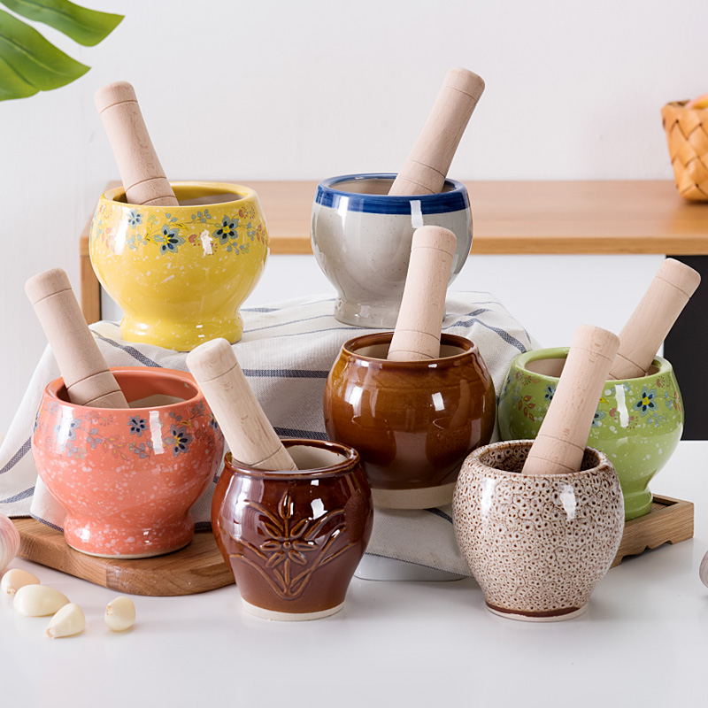 Ceramic garlic garlic garlic garlic crop pounding pounding powder pounding powder for home grinder manual garlic molar