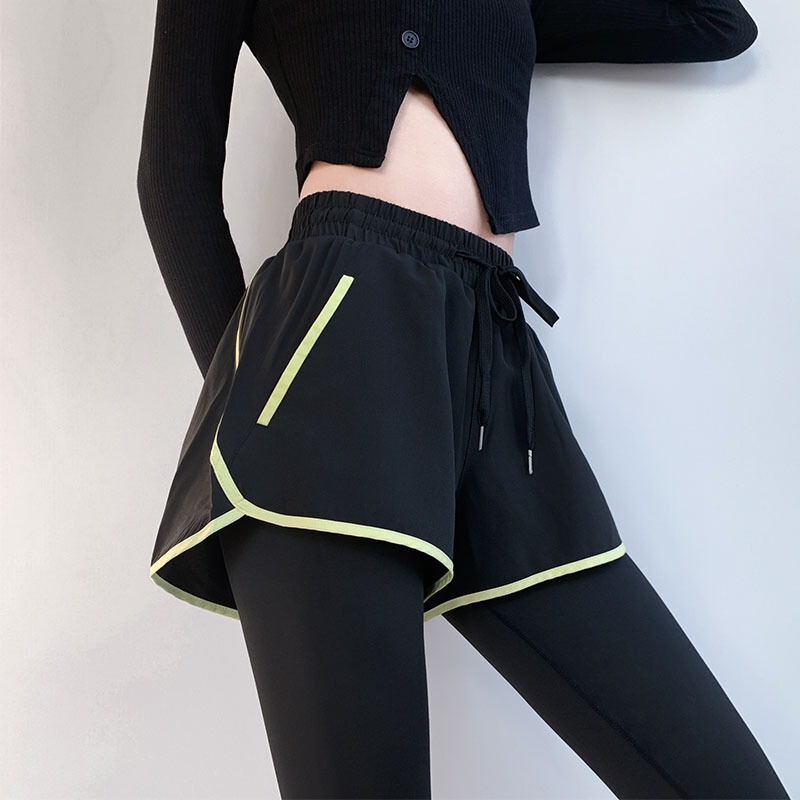 Fake Two-Piece Fitness Pants for Women, New Large Size Sports Skirt Pants, Volleyball, Tennis, Badminton Pants, Quick-Drying Running Yoga Pants