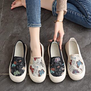 百搭帆布鞋老北京布鞋软底防滑透气轻便单鞋妈妈鞋平跟轻便女鞋