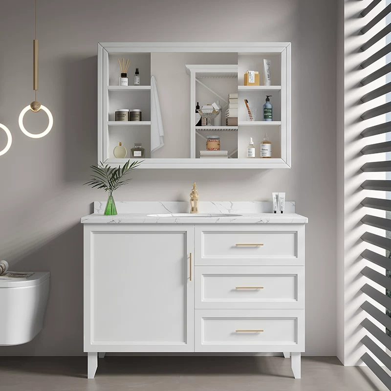 雨竹林 Light luxury slate bathroom cabinet Nordic simple modern bathroom wash basin hand basin combination mirror cabinet