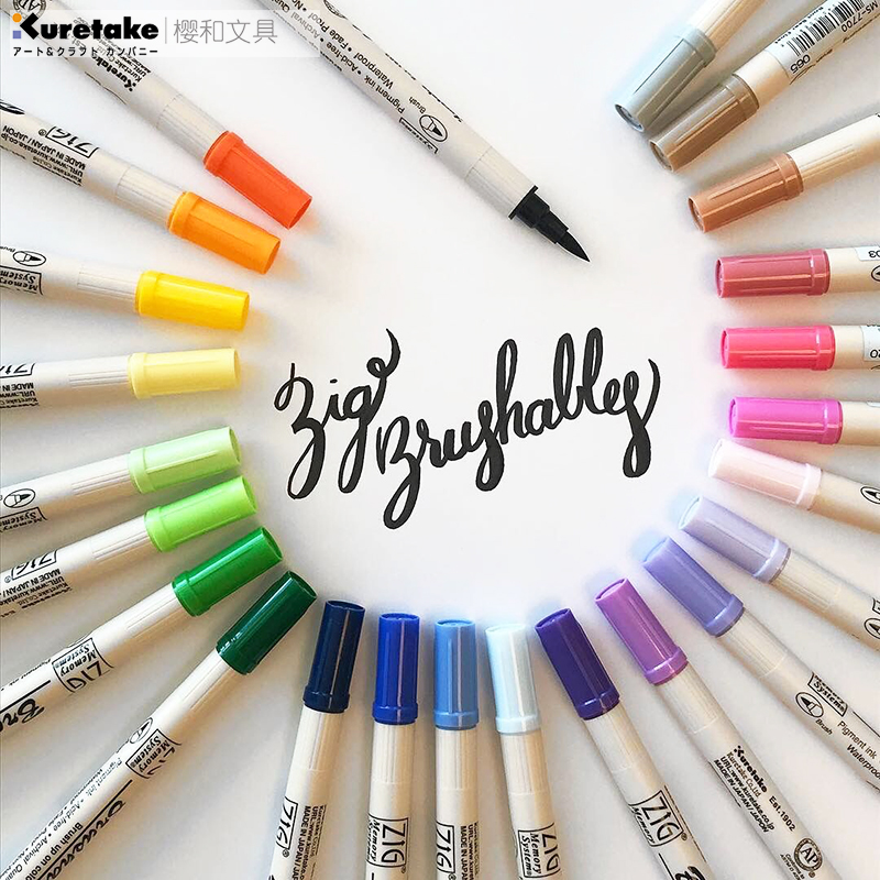 Japanese Kuretake soft head pen double head brush head pen watercolor brush stroke brush hand account brush brush brush beginner hand draw line pencil marker 24 colors single Brush 7700