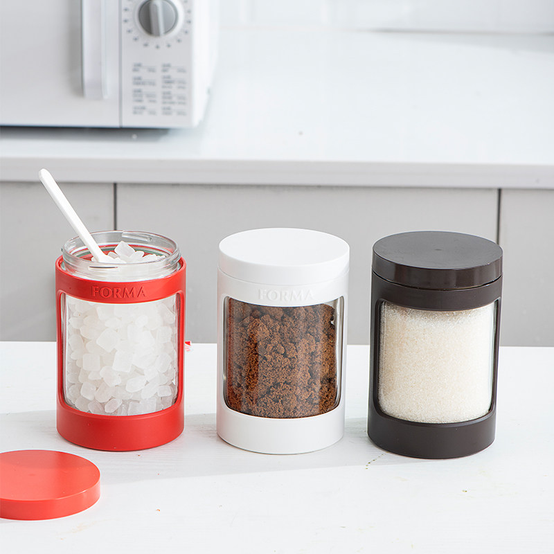 ASVEL Japan Glass Seasonings Bottle Kitchen Home MSG Seasoning Box White Sugar Salt Jars Seal Tank-Taobao