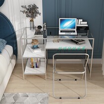 ins modern computer desk bookcase integrated design brief desk home metal stainless steel glass dresser