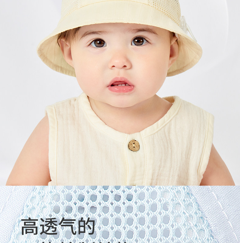 婴儿帽子薄款夏季男宝宝防晒帽新生小月龄遮阳帽外出婴幼儿渔夫帽 — 5