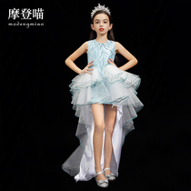 Childrens dress 2021 new girl princess dress tailing host model catwalk piano performance high-end