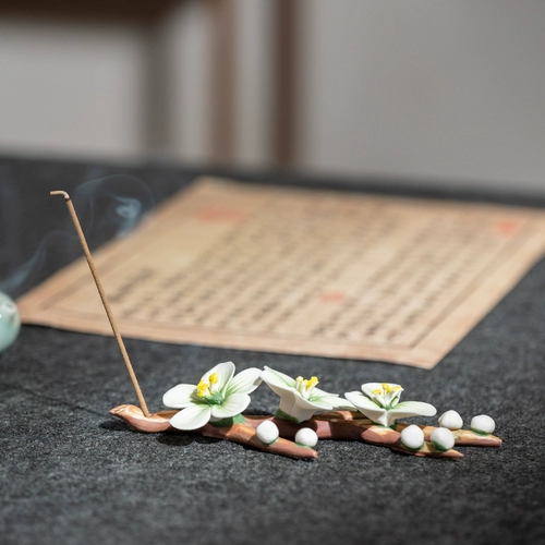 善琏湖笔 Xunzhi керамическая палочка для благовоний, кисть, держатель для ручек, аксессуары, креативные маленькие украшения, держатель для ручки, магнолия, цветок сливы, жасмин, милый держатель для ручек, многофункциональное исследование, четыре сокровища, досуг и веселье, изысканный реквизит