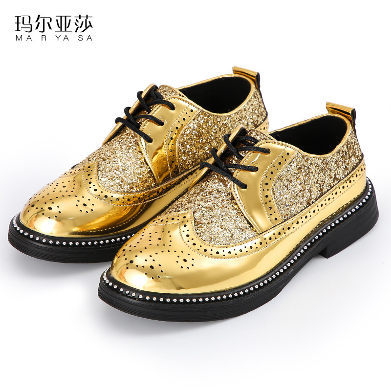 Children's leather shoes Inron's new campus hosts the Four Seasons Walk Show Walking Show Flower Boy Handsome Boy Handsome Black Soft-bottom Shoes-Taobao