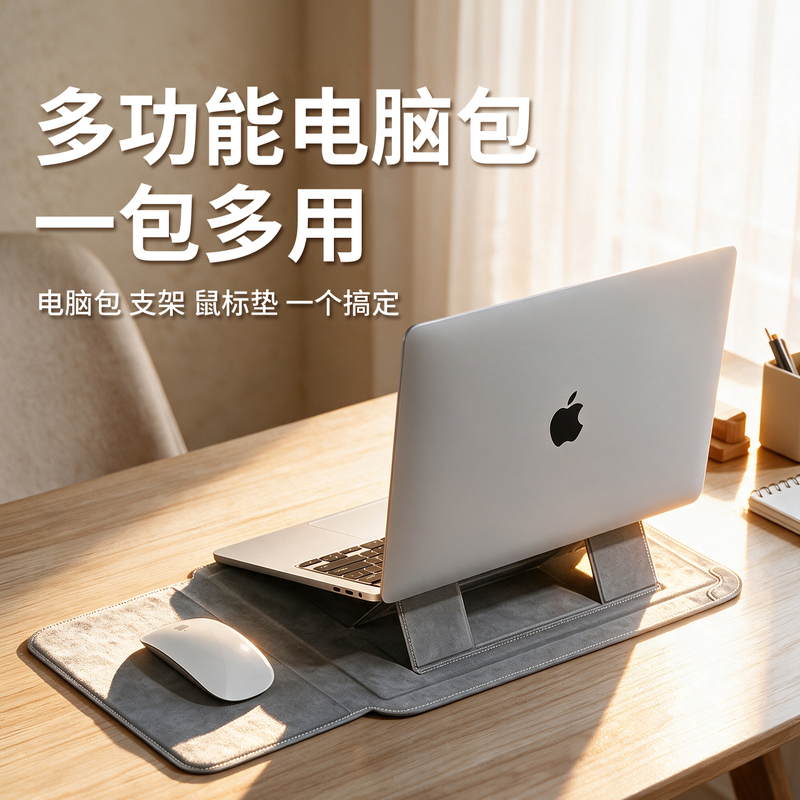 New Laptop Sleeve Bag, Multifunctional Computer Bag, Suitable for Apple MacBook Air, Cooling Stand, Huawei Matebook, Mouse Pad, Ultra-Thin, 14inch Thinkbook, Lenovo Storage Case M3