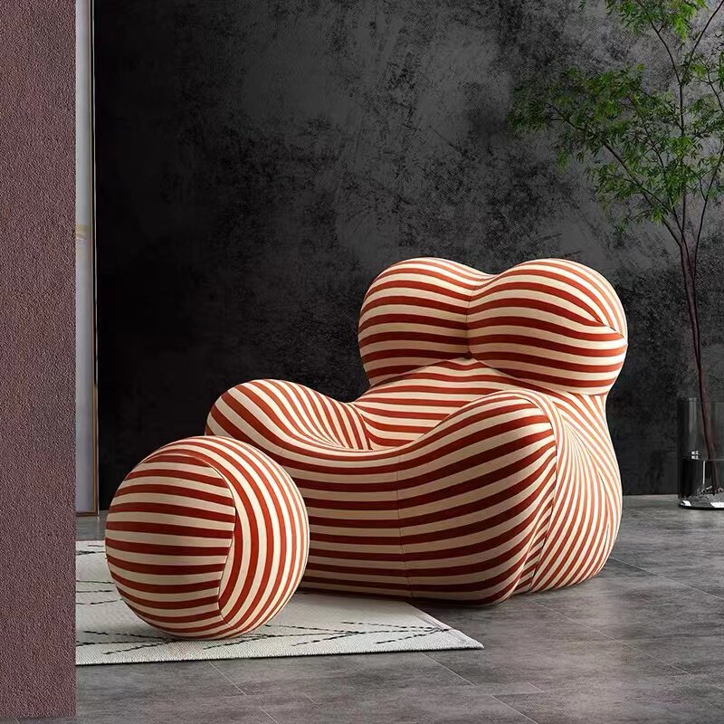 Nordic Casual Embroidered Chair Designer Creative Profiled Hug Chair Mesh Red Styled Cotton Mama's Embrace Sofa Chair