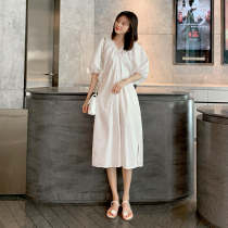 Pregnant Woman Summer Clothing Dress Dress Pure Cotton Summer Advanced Small Fresh Sweet Loose Outside Wearing Summer Thin Summer Dress