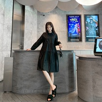 Pregnant womens dresses womens 2020 autumn new round neck fashion loose large size cotton out pregnancy skirt tide