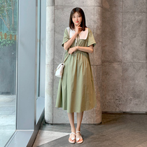 Pregnant Woman Summer Clothing Dress dress Summer long style Loose Gentle Wind Pure Cotton Big Code Long with Knee-laced Out Skirt