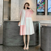Pregnant Woman Summer Clothing Dress Dress Pure Cotton Loose big code Thin Fat Mm Summer Ocean Air Advanced Tide Summer Dress Spicy Mother