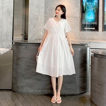 Pregnant woman summer clothes dress dress doll collar loose for long period of pregnancy wear fashion gentle wind summer dress spicy mother tide