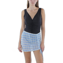 Cotton on Womens Summer Plaid Blouse - Sorrento Blue (USA Outlet) Straight Hair