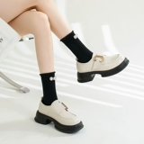 Лоферы, весенняя белая обувь на платформе в английском стиле для кожаной обуви, французский стиль, в британском стиле