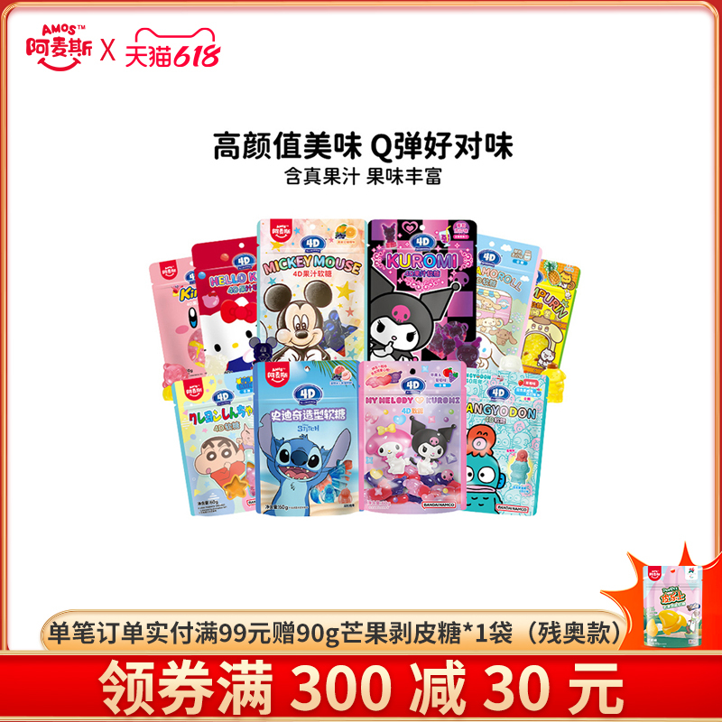 Kuromi, Winnie the Pooh, Cinnamoroll, and Hellokitty Shaped Gummies in Collaboration with Disney