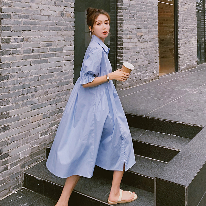 2021 Summer Grand size Loose Pregnancy Foreign Dress Fashion Gestation Maternity Dress Shirt Dress Shirt Skirt Summer Thin