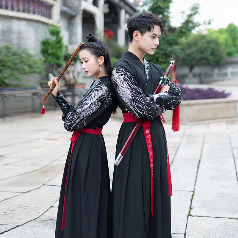 Chinese style Hanfu male student ancient style men's fairy original couple ancient costume knight scholar youth red and black