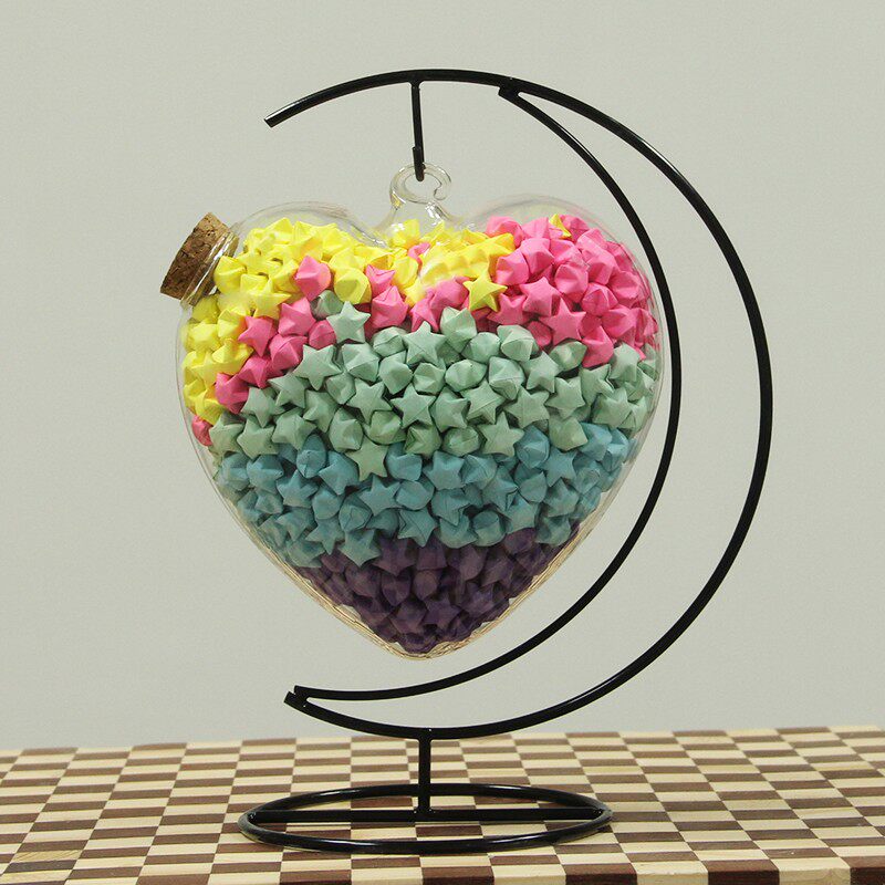 Star origami glass bottle Lucky star luminous net red wishing heart shape large empty bottle exquisite handmade diy gift