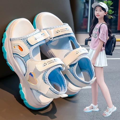 Летние спортивные сандалии, наряд маленькой принцессы, нескользящая обувь, пляжные слайдеры, подходит для подростков, мягкая подошва