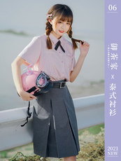 Школьная форма 【御茶家】泰式校服四色衬衫短袖薄款女粉黄蓝紫jk夏制服【现货】