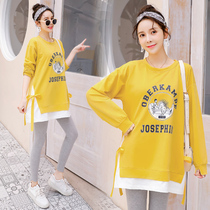 Pregnant women spring fashion two-piece set tide mother 2020 early spring loose dress spring sweater summer dress
