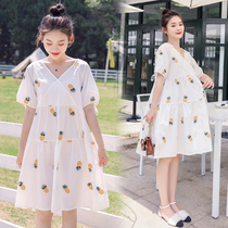Pregnant woman summer dress dress surges 2022 summer net red gestation women with fumbling sound summertime dresses in summer clothes long dress