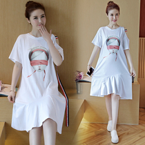 Pregnancy Woman Dress Summer Clothing Online Red Ocean Gas Little Fresh Summer Dress Boomer 2020 Summer Pregnant Woman Lian dress Summer