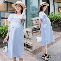 Pregnant women summer dress fashion set loose 2020 summer skirt pregnancy top long dress two-piece
