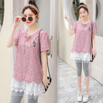 Pregnant women Summer cotton summer T-shirt short sleeve two-piece dress fashion model 2020 new coat set tide