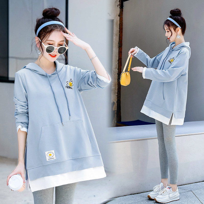 Pregnant women's autumn clothing T-shirt tide 2020 Early fall suit out of fashion Spring and autumn clothes Loose Necropolis Dress