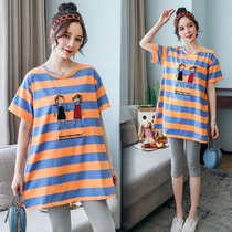 Pregnant Women summer T-shirt 2020 new summer short sleeve clothes loose two-piece set summer dress