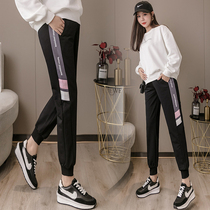 Pregnant woman beats bottom pants Autumn winter outwear with velvety thickened winter clothing Pregnant Woman Pants Fall Long Pants Spring and Autumn Tide Moms