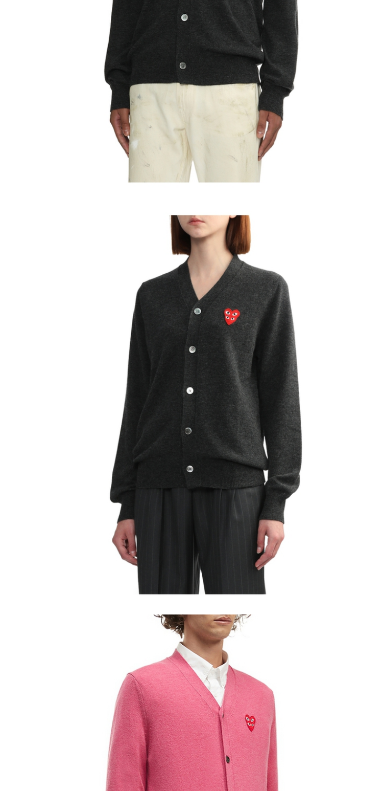 товар из китая it cdg play comme des garcons川久保玲情侣款基础羊毛针织开衫 I.t