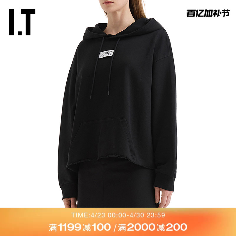 It Mm6 Maison Margiela Women's Hooded Sweatshirt New Casual Trendy Frayed Edge Hoodie Top