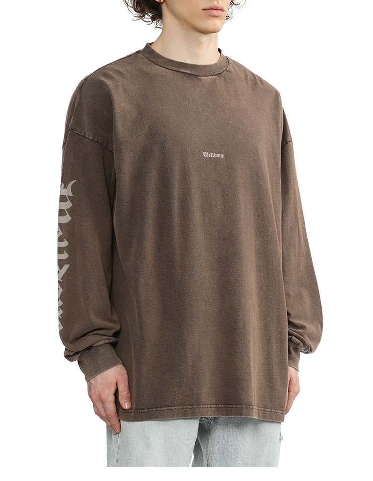 IT We11Done мужской мойка сделать старый длинный рукав Футболка новый тенденция ретро круглый вырез куртка 714UBRMM,                  